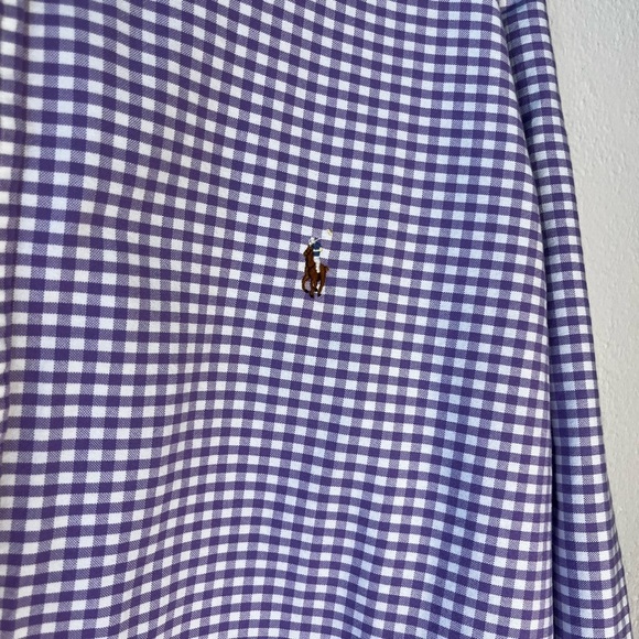 Polo Ralph Lauren  Mens 2x Tall Button Down Purple Gingham Cotton Shirt - Picture 4 of 7